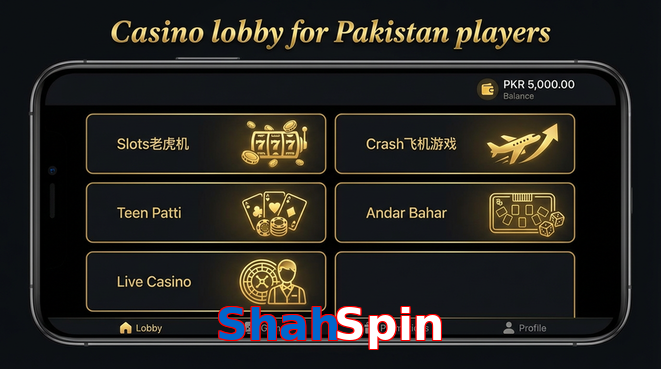 Lobby view of ShahSpin for Pakistan users